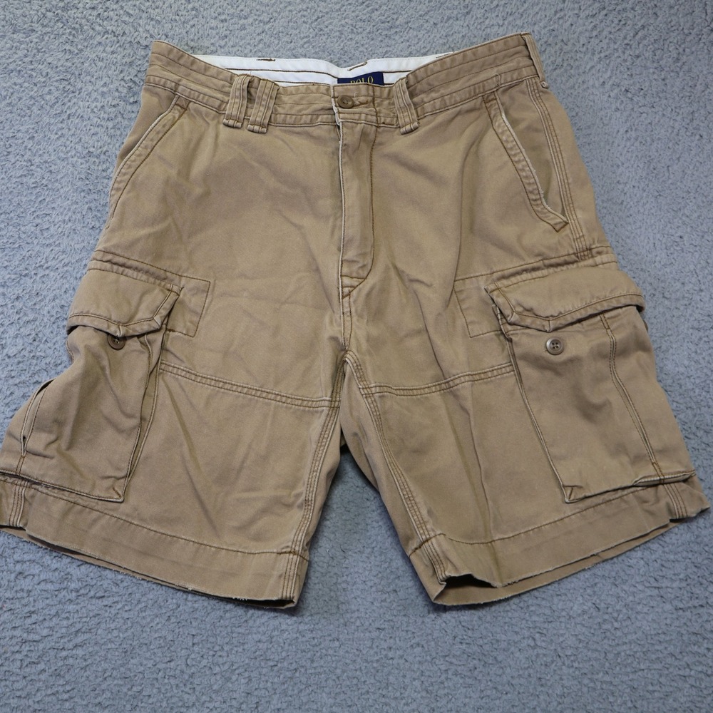 Polo Ralph Lauren Mens Cargo Shorts Tan Khaki Cotton Classic Fit Size 34 RN41381